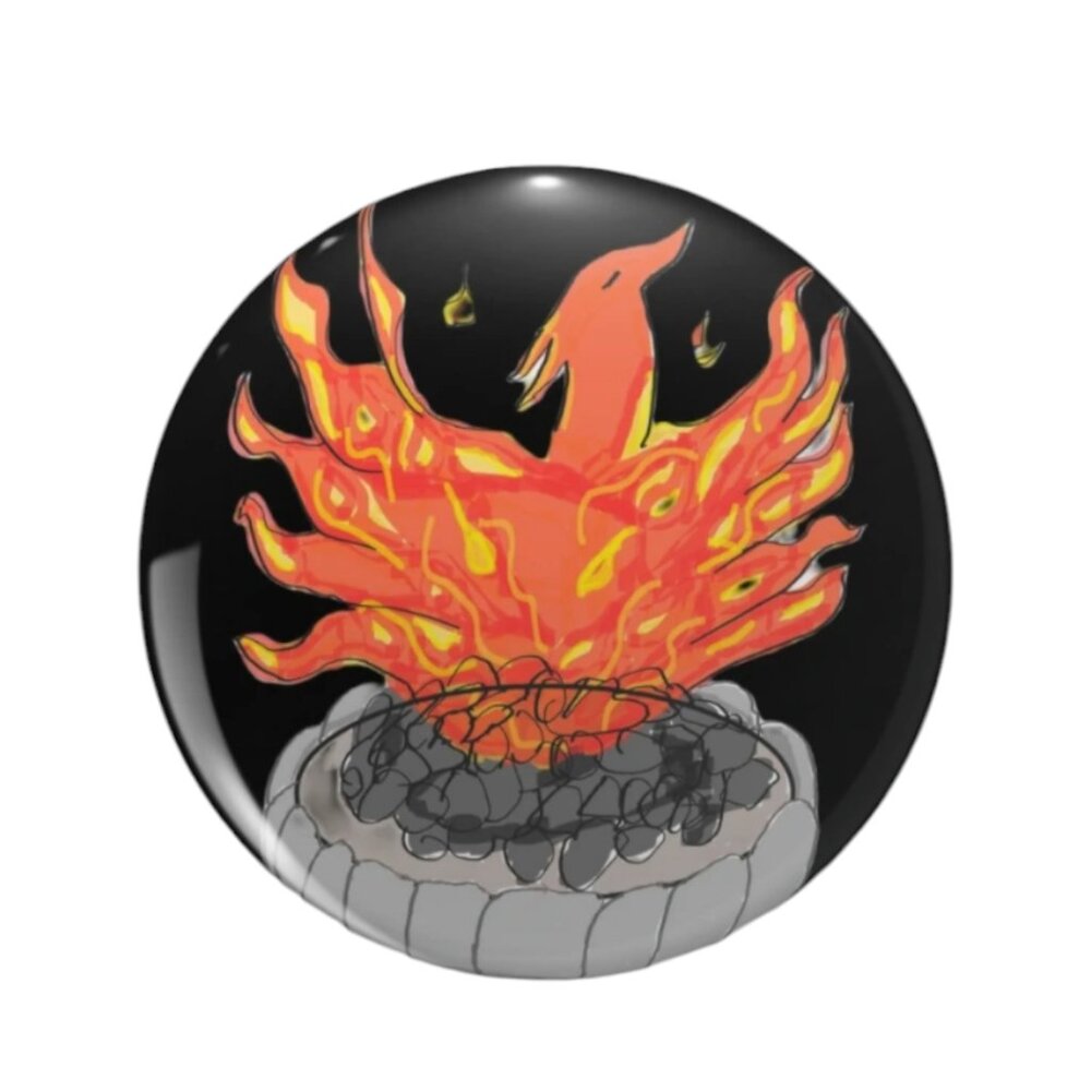 Pheonix in the Fire Pit pin version 1 in black by C.C.L. Studios / CCLcurios